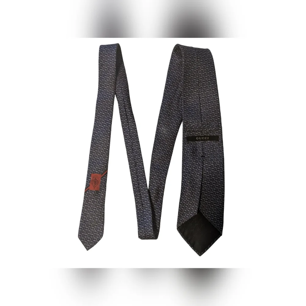 Gucci Blue Silk Printed Tie